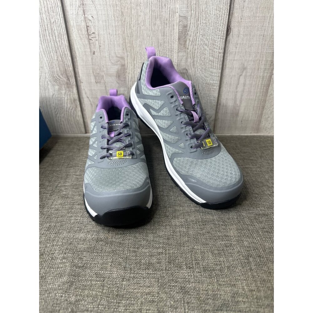 Nautilus Womens Size 9.5 B Gray & Lavender Athletic Work Shoes With Safety Toe